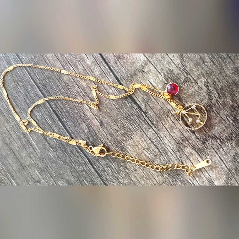 Celestial Zodiac Constellation Birthstone Necklace